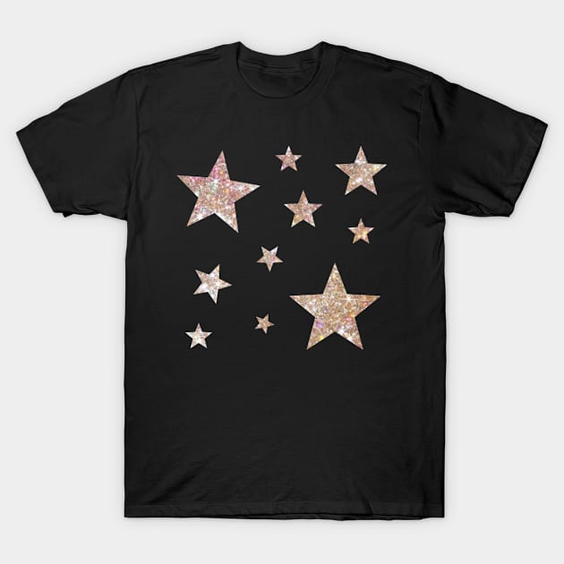 Gold Faux Glitter Stars T-Shirt by Felicity-K